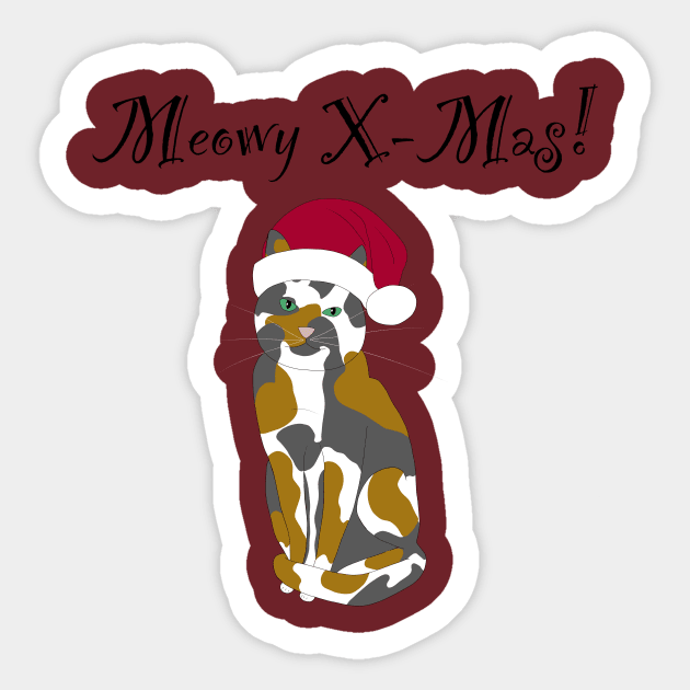 Meowy X-mas santa hat - tortoise shell Sticker by Lian's designs